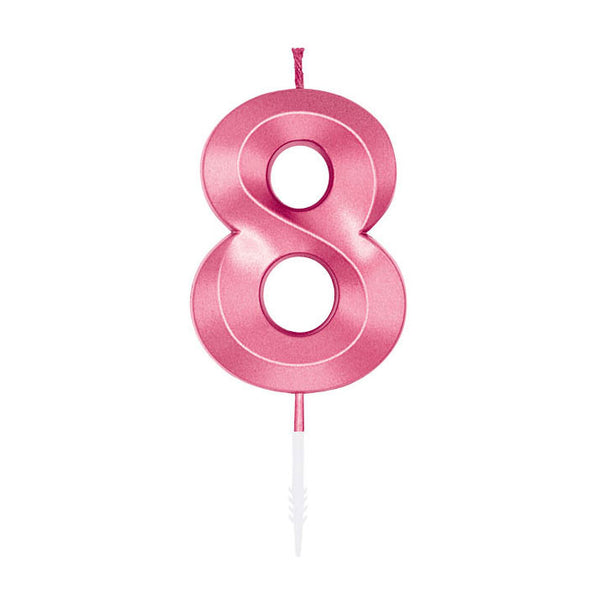 Globos taartkaars 6cm metallic licht roze no. 8