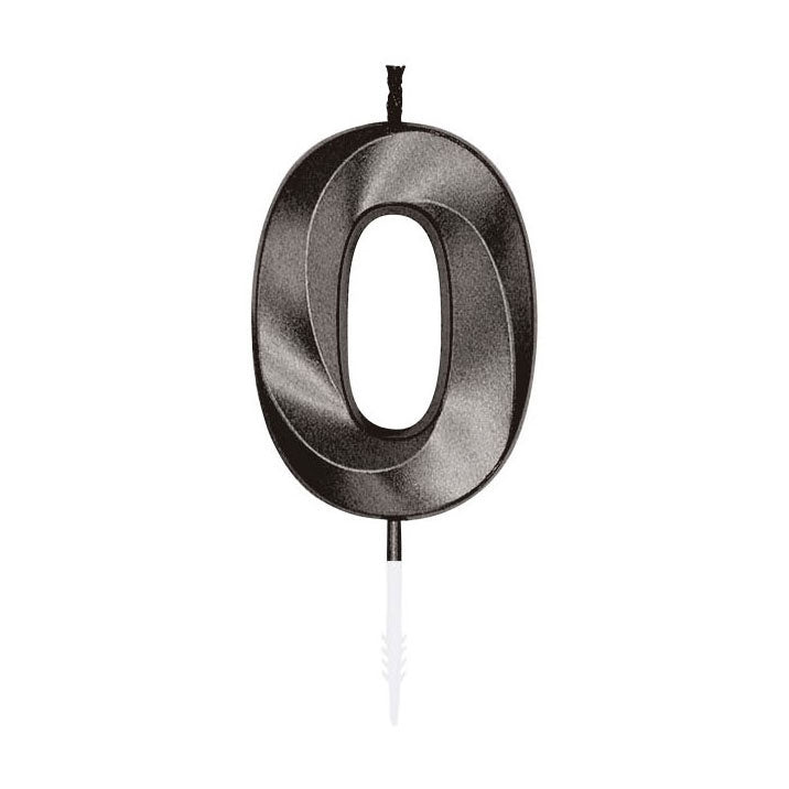 Globos taartkaars 6cm metallic zwart no. 0