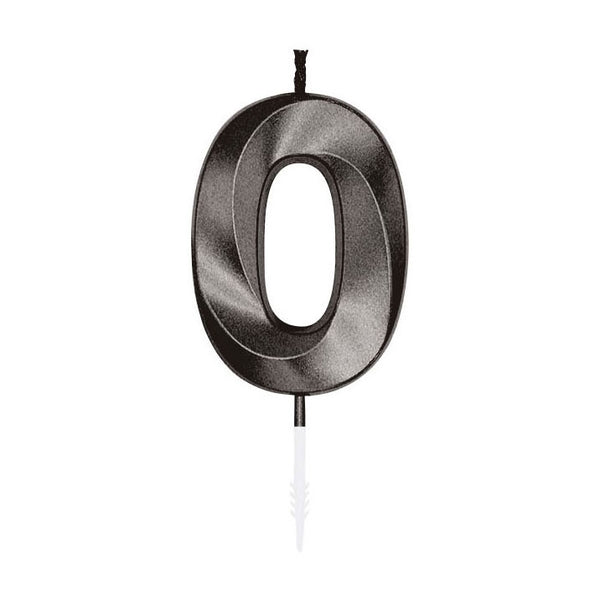 Globos taartkaars 6cm metallic zwart no. 0