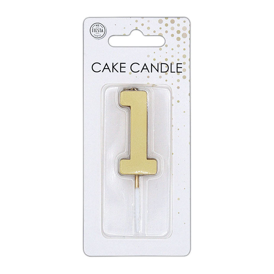 Globos taartkaars 4,5cm metallic goud no. 1