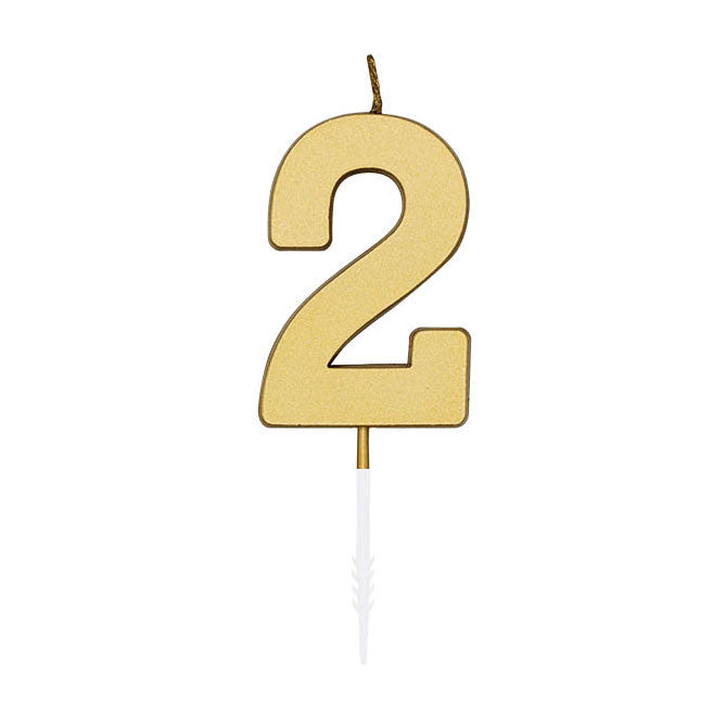 Globos taartkaars 4,5cm metallic goud no. 2