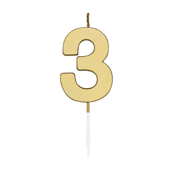 Globos taartkaars 4,5cm metallic goud no. 3