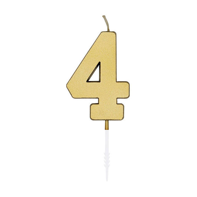 Globos taartkaars 4,5cm metallic goud no. 4