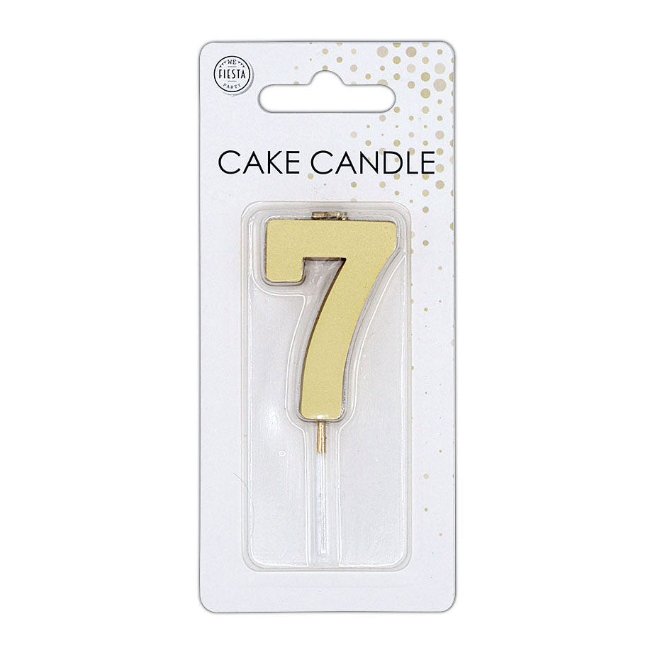 Globos taartkaars 4,5cm metallic goud no. 7