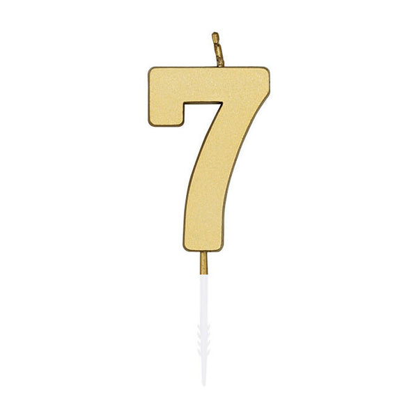 Globos taartkaars 4,5cm metallic goud no. 7