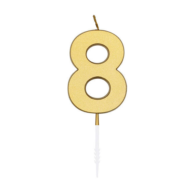 Globos taartkaars 4,5cm metallic goud no. 8