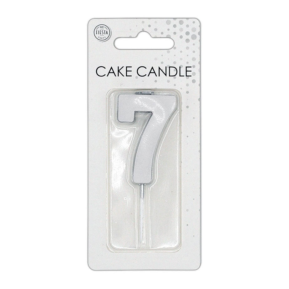 Globos taartkaars 4,5cm metallic zilver no. 7