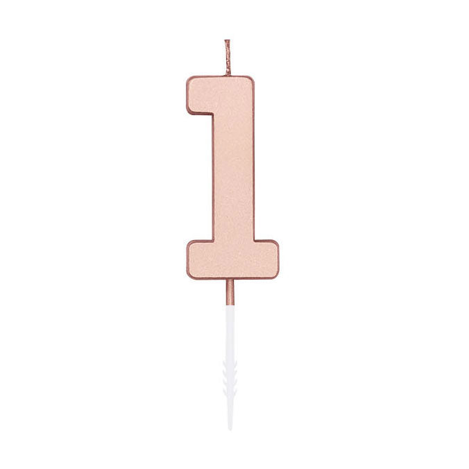 Globos taartkaars 4,5cm metallic rose goud no. 1