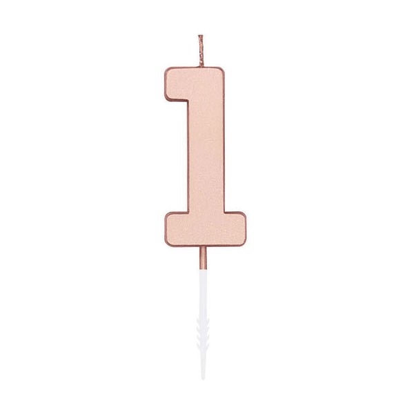 Globos taartkaars 4,5cm metallic rose goud no. 1