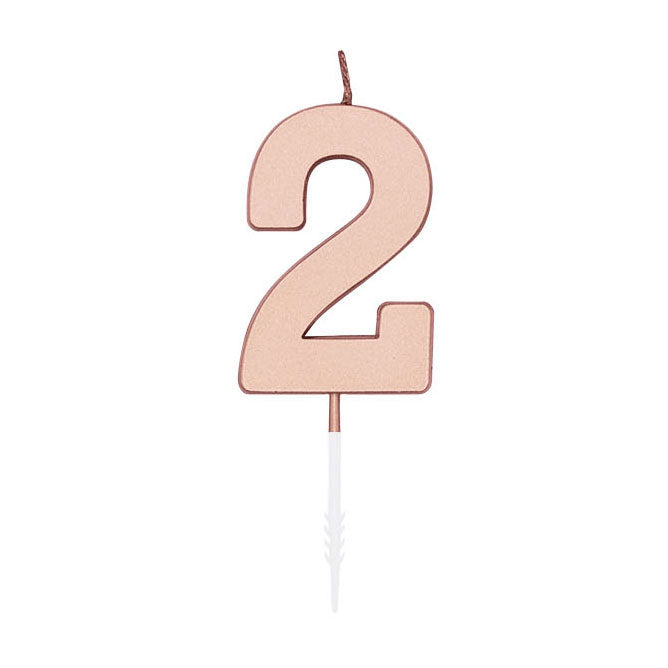 Globos taartkaars 4,5cm metallic rose goud no. 2