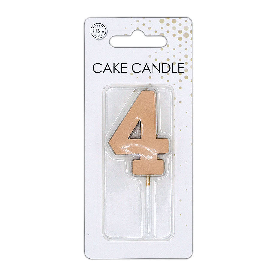 Globos taartkaars 4,5cm metallic rose goud no. 4