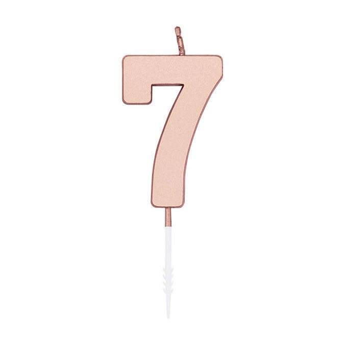 Globos taartkaars 4,5cm metallic rose goud no. 7
