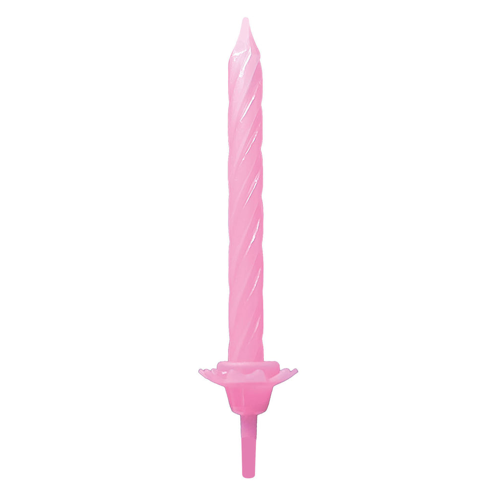 Globos taartkaarsen met houders licht roze - 12st.