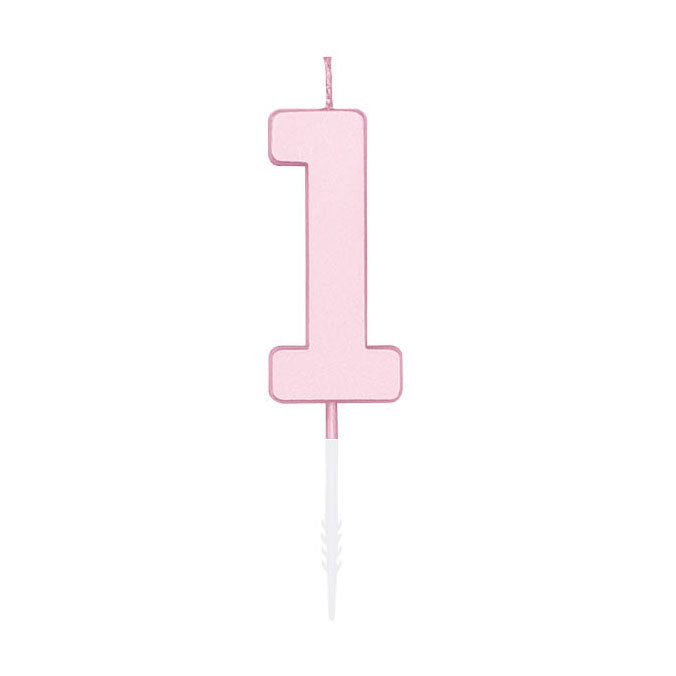 Globos taartkaars 4,5cm pastel roze no. 1