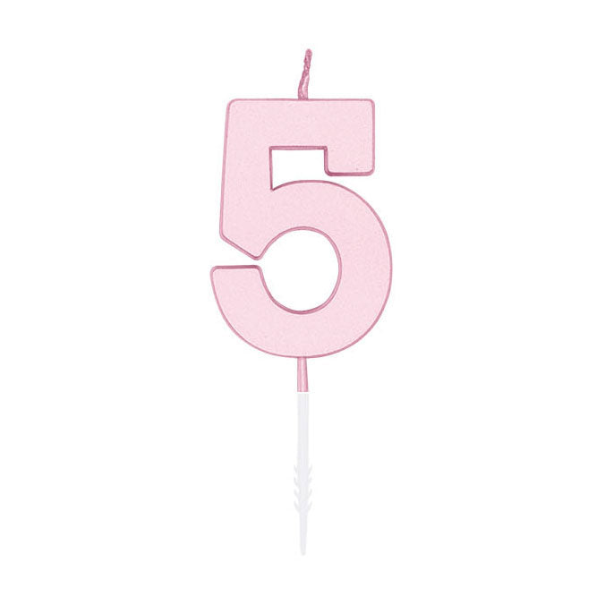 Globos taartkaars 4,5cm pastel roze no. 5