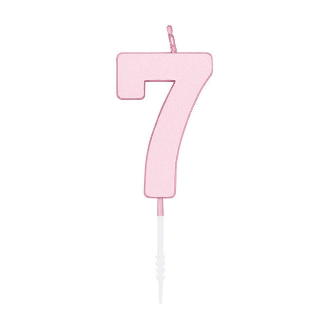 Globos taartkaars 4,5cm pastel roze no. 7