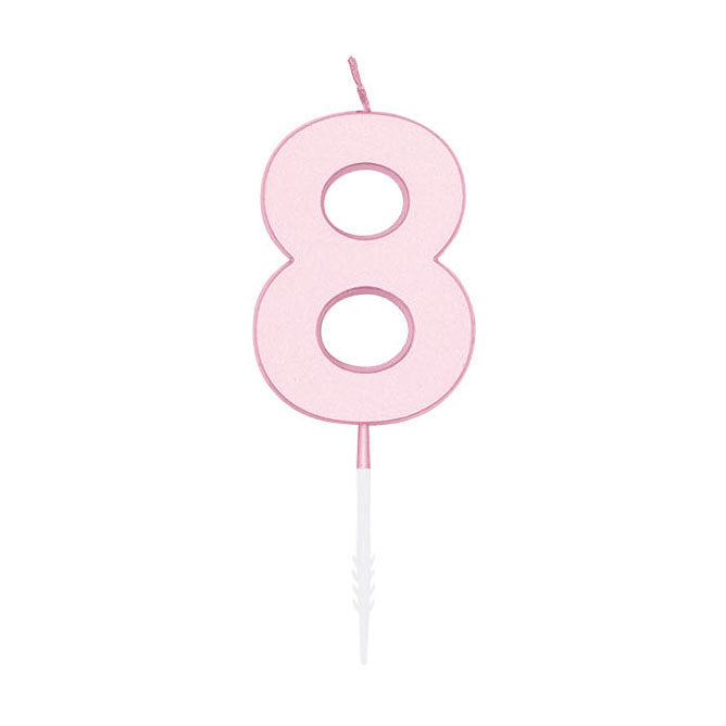 Globos taartkaars 4,5cm pastel roze no. 8