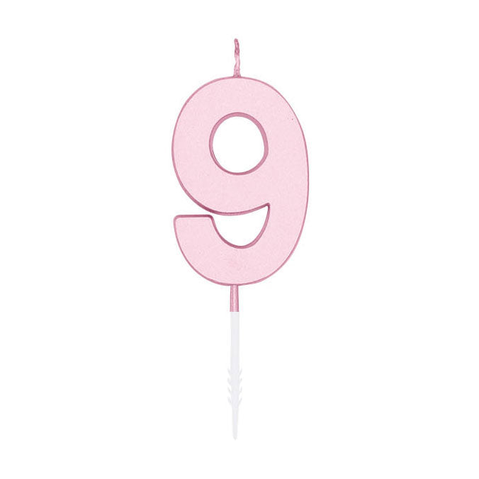 Globos taartkaars 4,5cm pastel roze no. 9