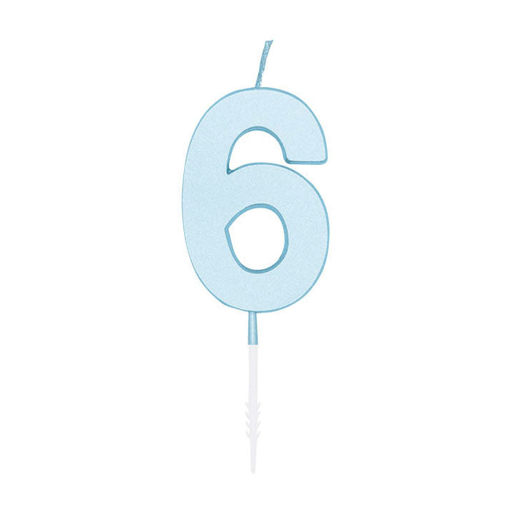 Globos taartkaars 4,5cm pastel blauw no. 6
