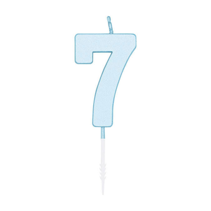 Globos taartkaars 4,5cm pastel blauw no. 7