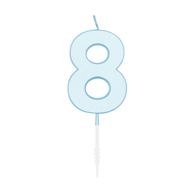 Globos taartkaars 4,5cm pastel blauw no. 8