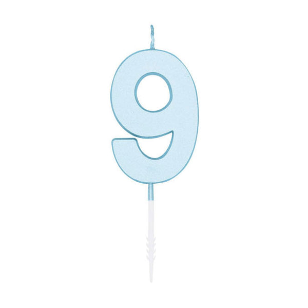 Globos taartkaars 4,5cm pastel blauw no. 9