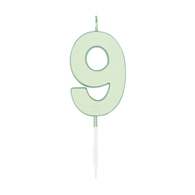 Globos taartkaars 4,5cm pastel mint no. 9