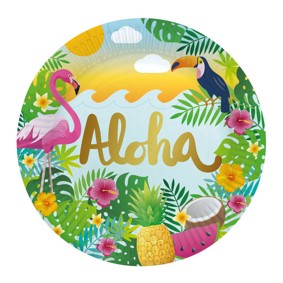 Globos papieren borden 23cm aloha - 8st.