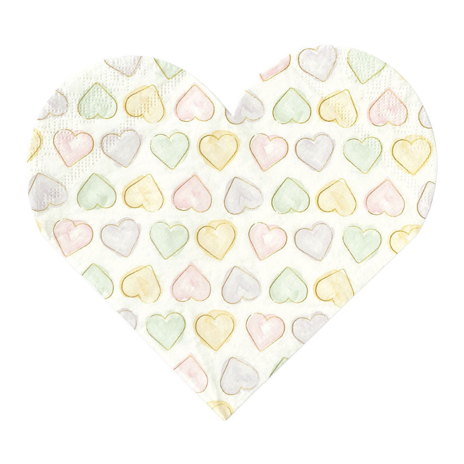 Globos papieren servetten 33x33cm watercolors hearts - 20st.