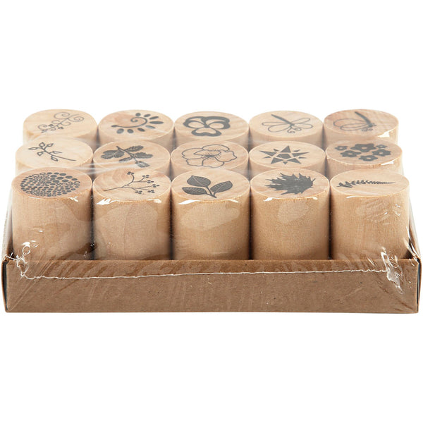 Creativ Company Deco Art Stamps Flowers and Leaves, 15pc.