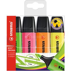 Stabilo boss original - markeerstift - extreem hoge kwaliteit - plastic etui met 4 kleuren