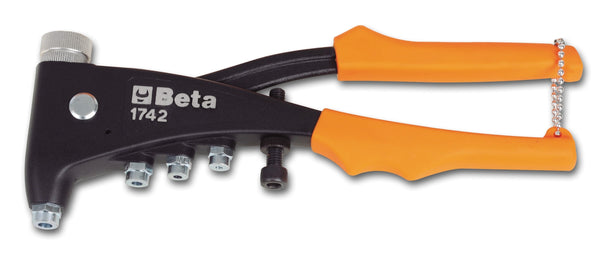 Pince à rivets aveugles Beta Tools 1742 pour écrous à rivets aveugles avec embouchures interchangeables (1x M3+M4+M5+M6)