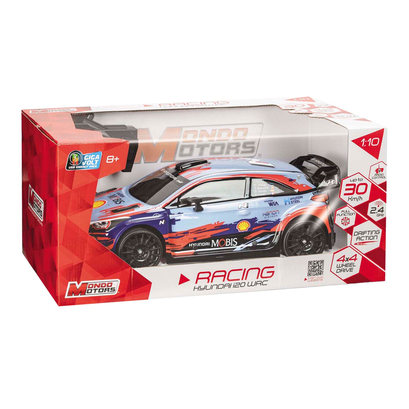 Mondo motoren rc bestuurbare auto - hyundai i20 wrc 23, schaal 1:10