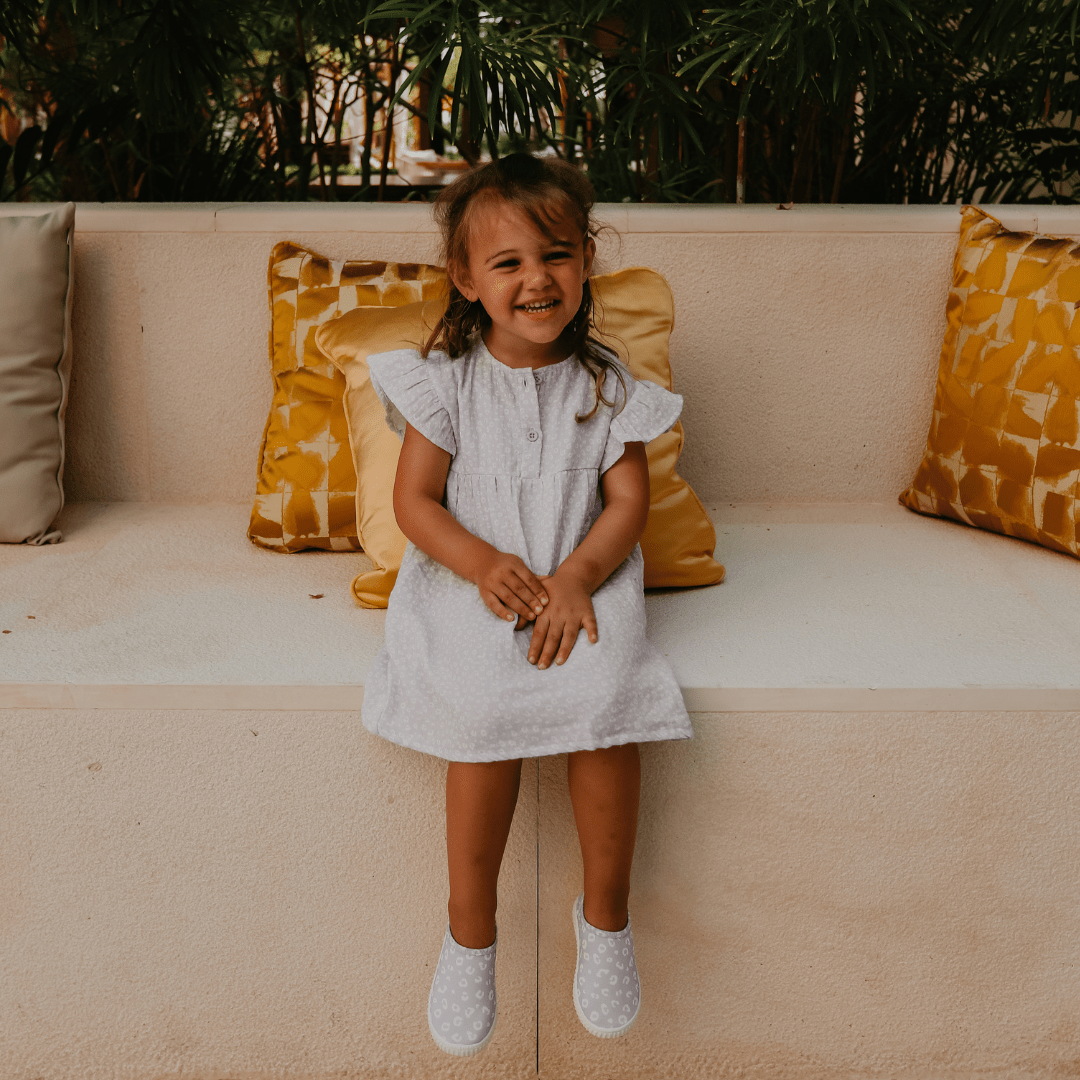 Luipaard | lila meisjesset streng - mousseline