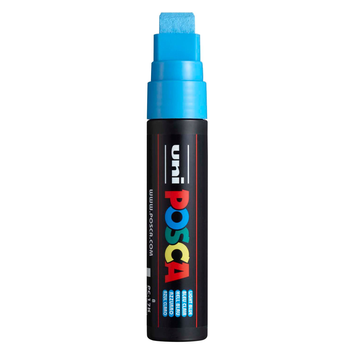 Uni posca verfmarker 17k lichtblauw - blokpunt 15mm