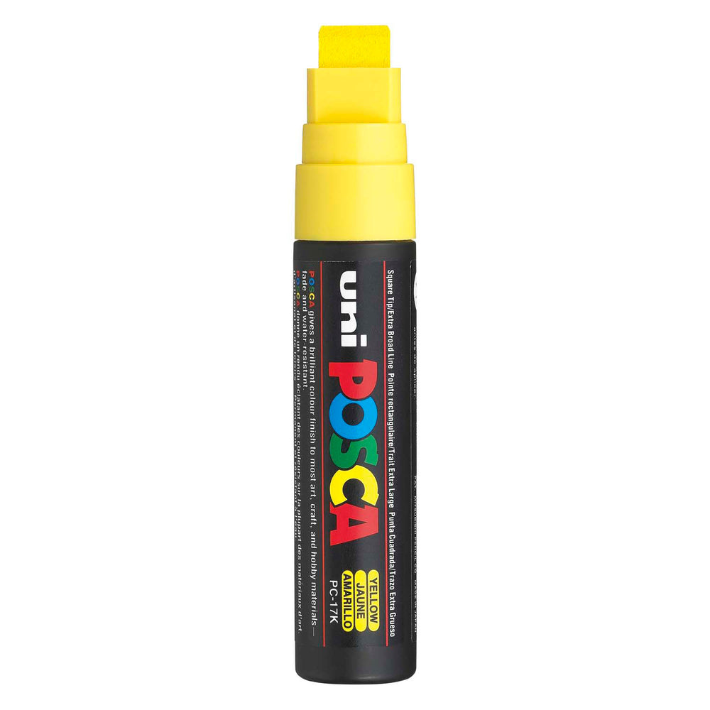 Uni posca verfmarker 17k geel - blokpunt 15mm