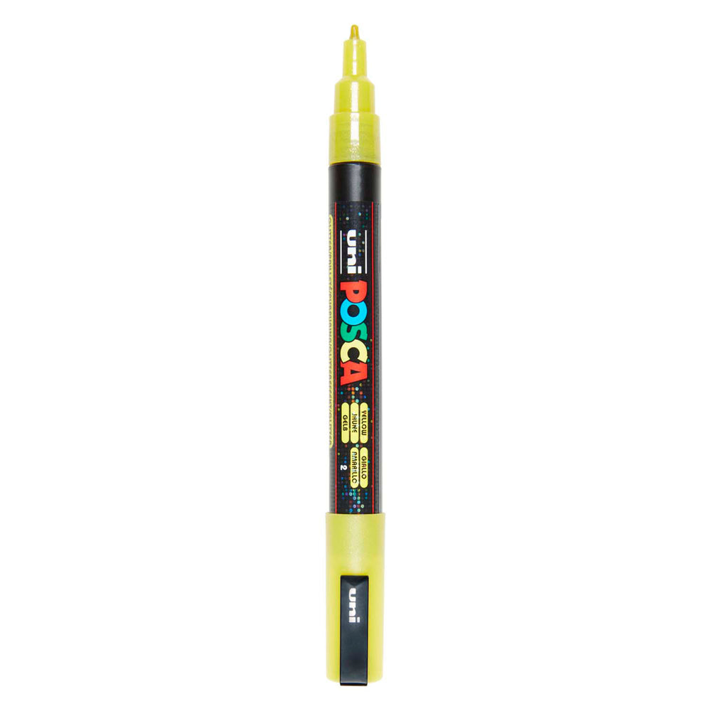 Uni posca pc3m verfmarker glitter geel - ronde punt tot 1,3 mm