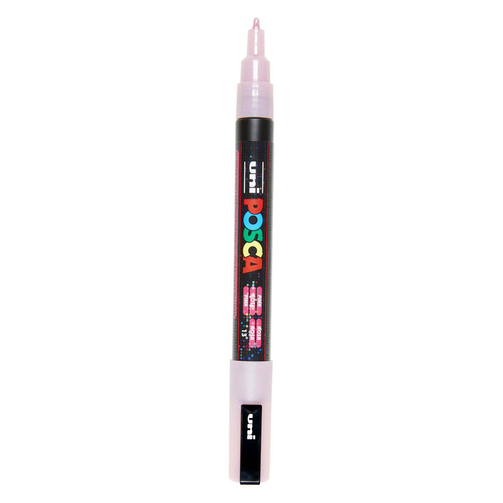 Uni posca pc3m verfmarker glitter roze - ronde punt tot 1,3 mm