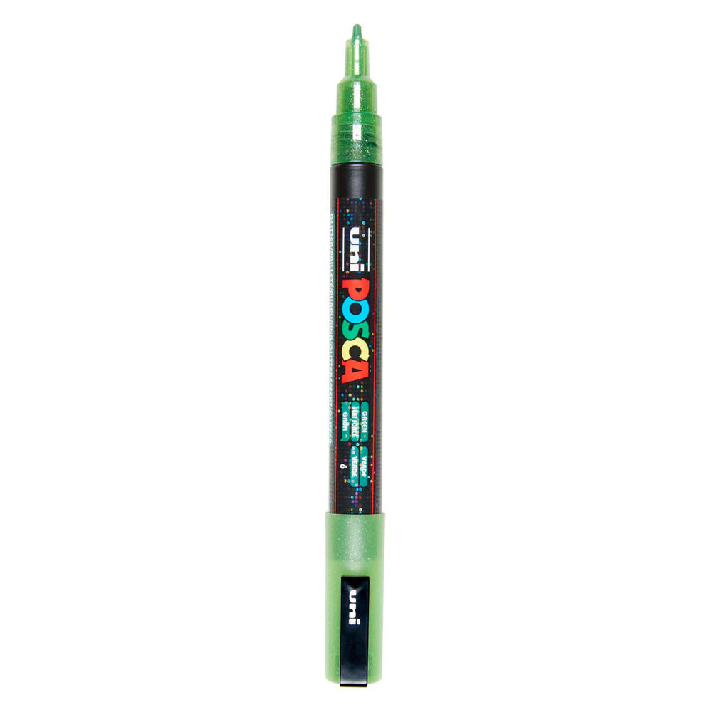 Uni posca pc3m verfmarker glitter lichtgroen - ronde punt tot 1,3 mm