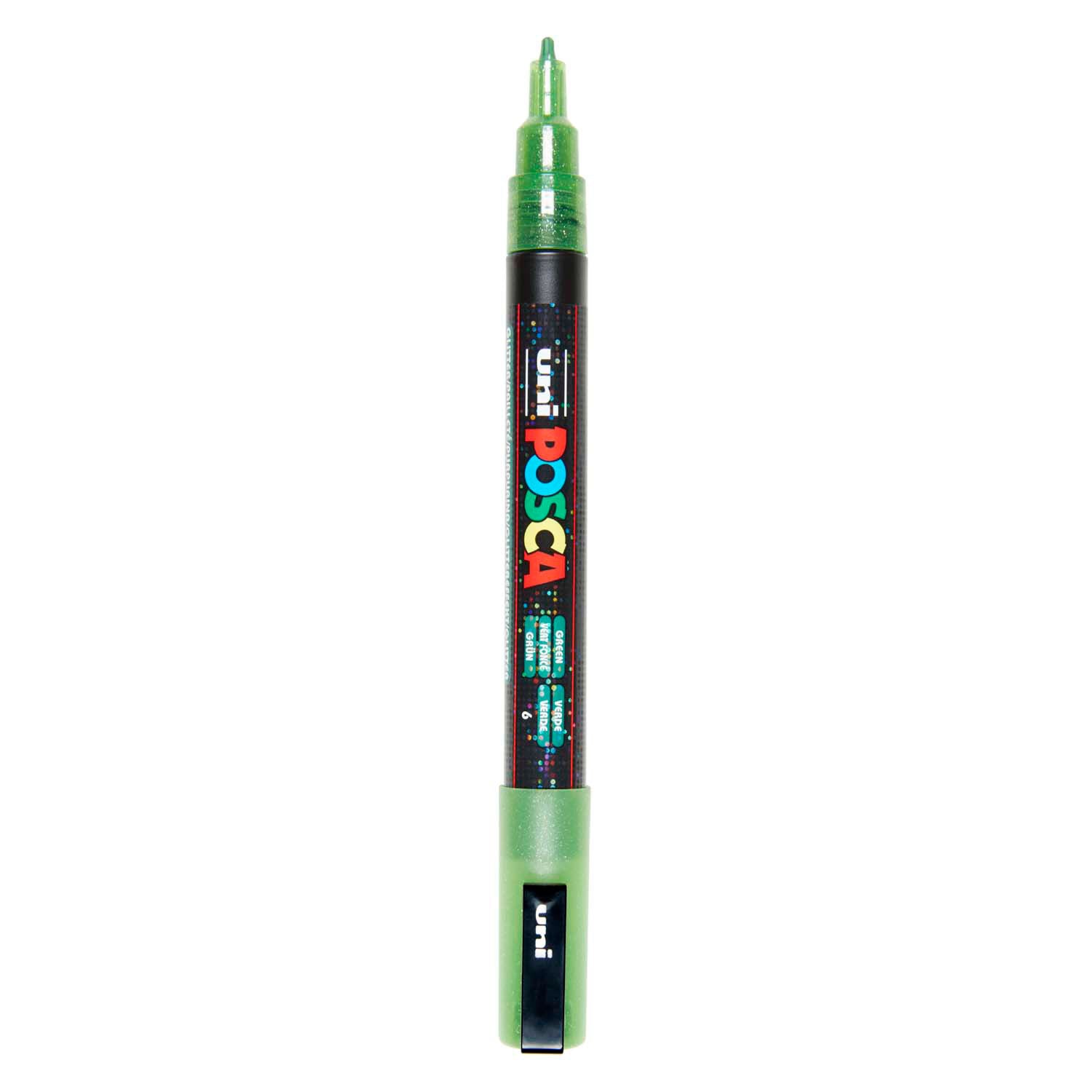 Uni posca pc3m verfmarker glitter lichtgroen - ronde punt tot 1,3 mm