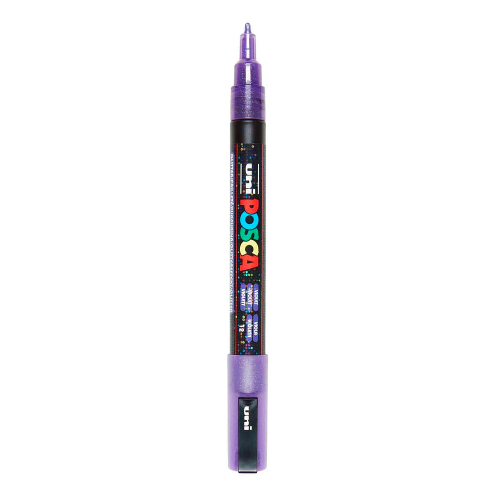 Uni posca pc3m verfmarker glitter paars- ronde punt tot 1,3 mm
