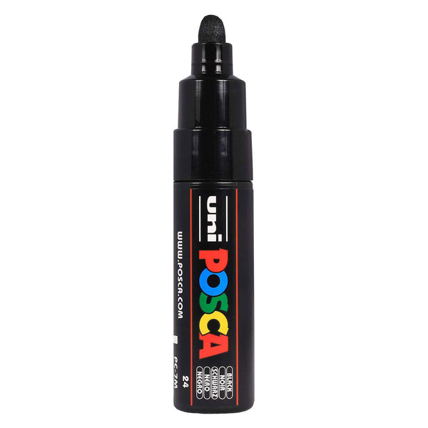 Uni posca verfmarker 7m zwart - conische punt 4,5mm