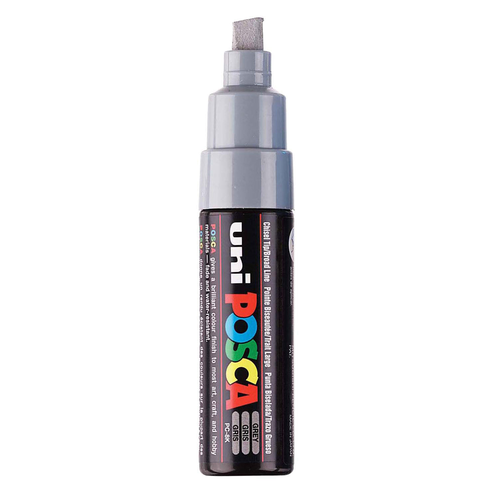 Uni posca verfmarker 8k grijs - beitelpunt 8mm