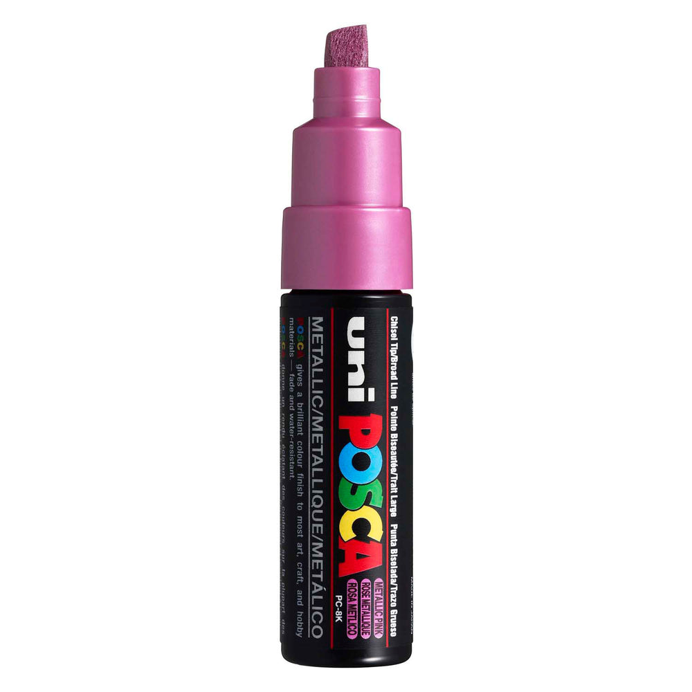 Uni posca verfmarker 8k metallic roze - beitelpunt 8mm