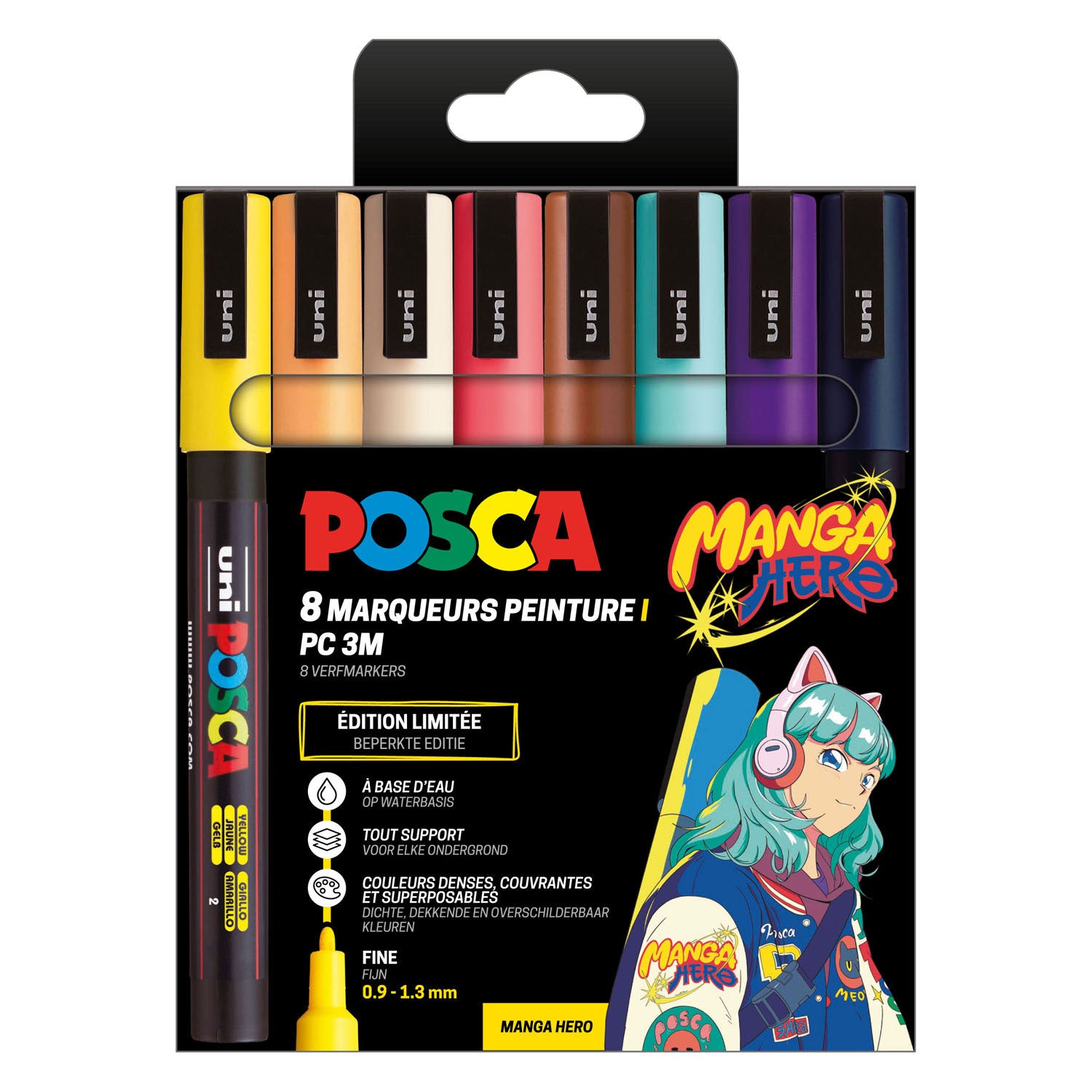 Uni posca markers pc3m set manga hero - 8st.
