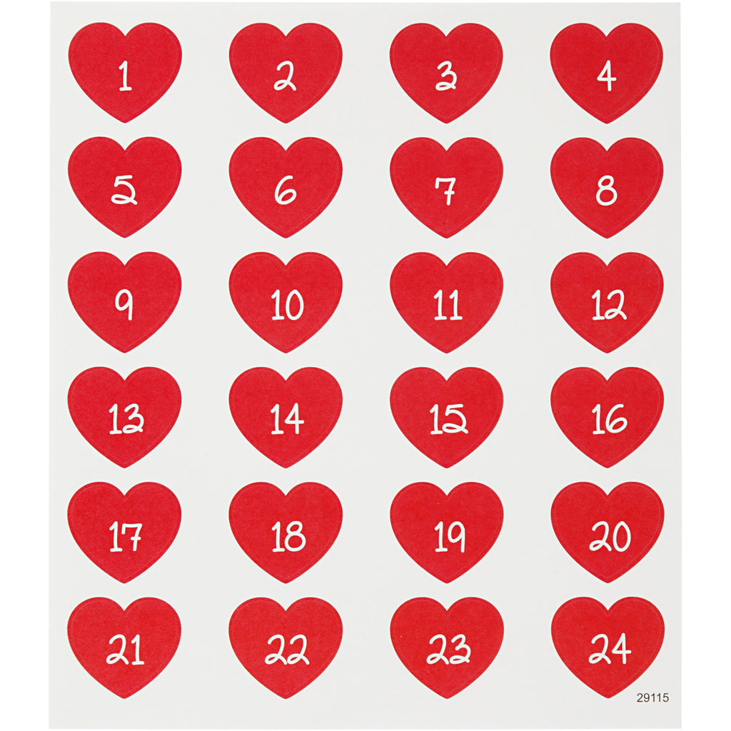 Creatieve bedrijfsstickers hart met cijfer, 1 vel