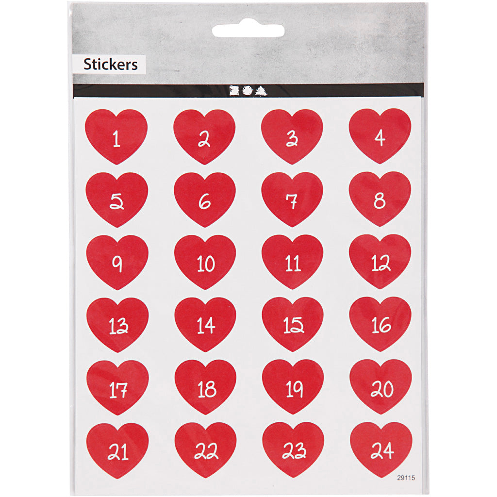 Creatieve bedrijfsstickers hart met cijfer, 1 vel