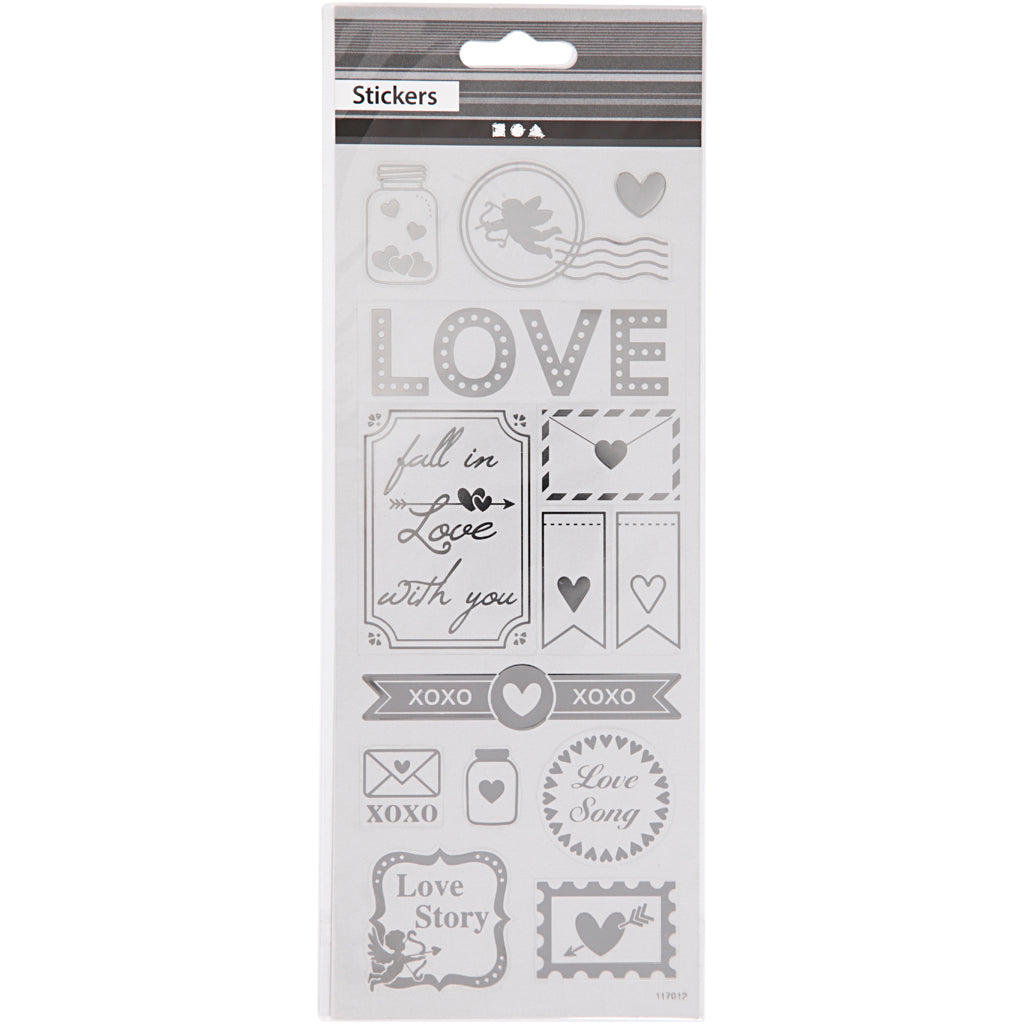 Creative bedrijfsstickers zilver love, 1 vel