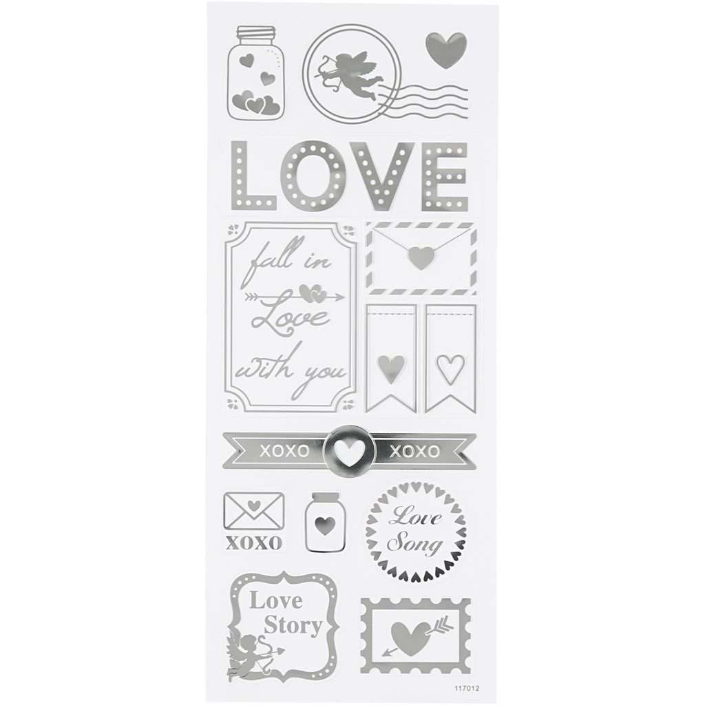 Creative bedrijfsstickers zilver love, 1 vel