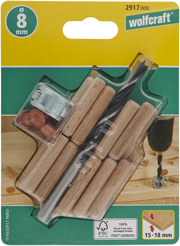 Wolfcraft deuvelset | ø8mm | 28-delig | 1 set - 2917000